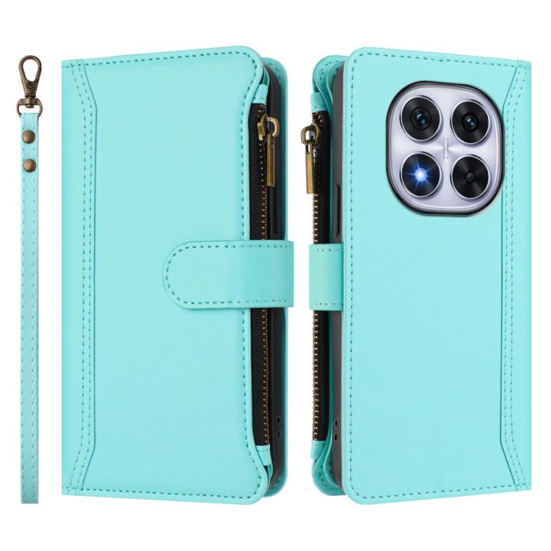 Leren Hoesje Xiaomi Redmi Note 14 Pro 4g Portemonnee Met 9 Kaartsleuven En Koord Bescherming Hoesje