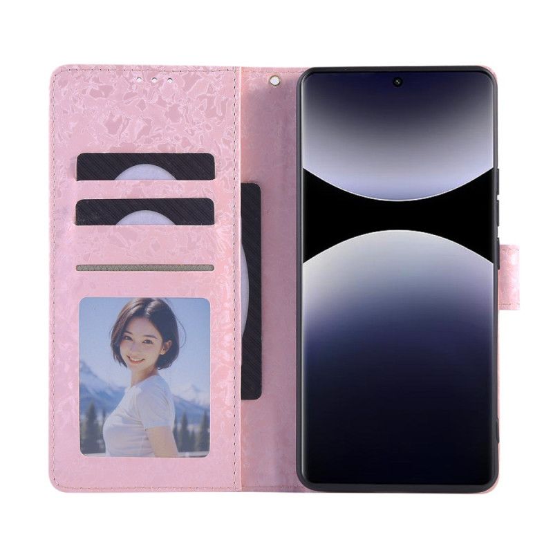 Leren Hoesje Xiaomi Redmi Note 14 Pro 4g Rfid-blokkerend Bloemenpatroon Bescherming Hoesje