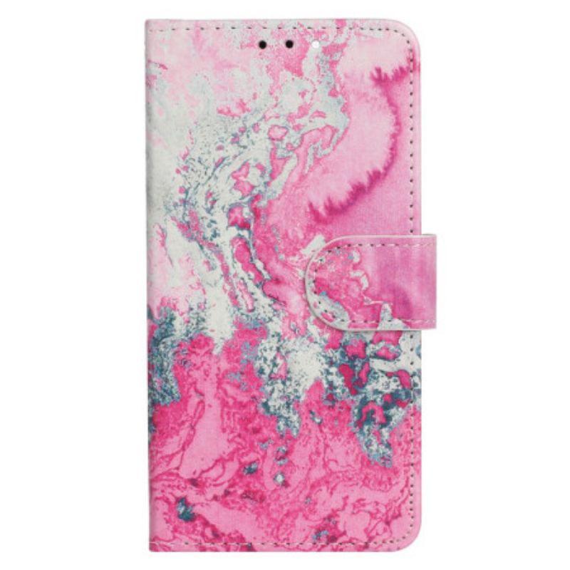 Leren Hoesje Xiaomi Redmi Note 14 Pro 4g Roze Marmer