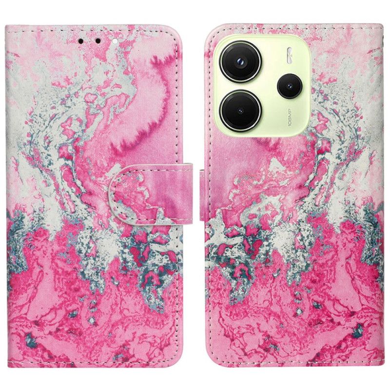 Leren Hoesje Xiaomi Redmi Note 14 Pro 4g Roze Marmer