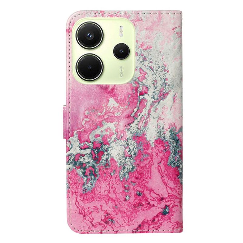 Leren Hoesje Xiaomi Redmi Note 14 Pro 4g Roze Marmer