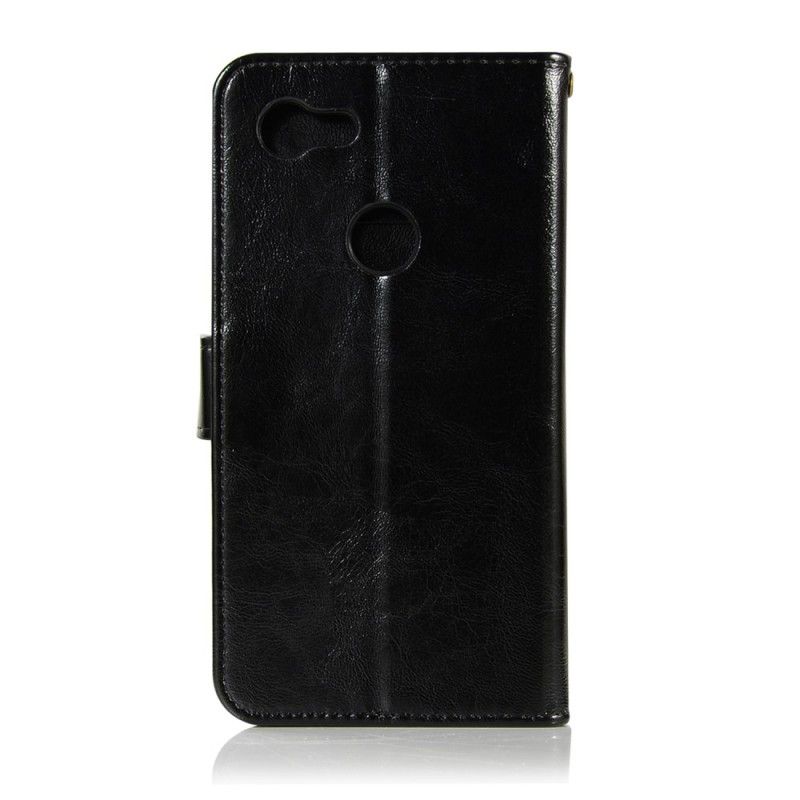 Flip Case Leren Google Pixel 3 XL Donkerrood Vintage Leereffect Met Riem