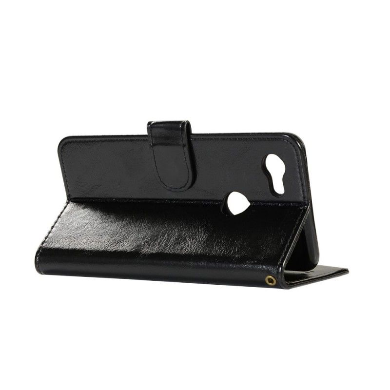 Flip Case Leren Google Pixel 3 XL Donkerrood Vintage Leereffect Met Riem