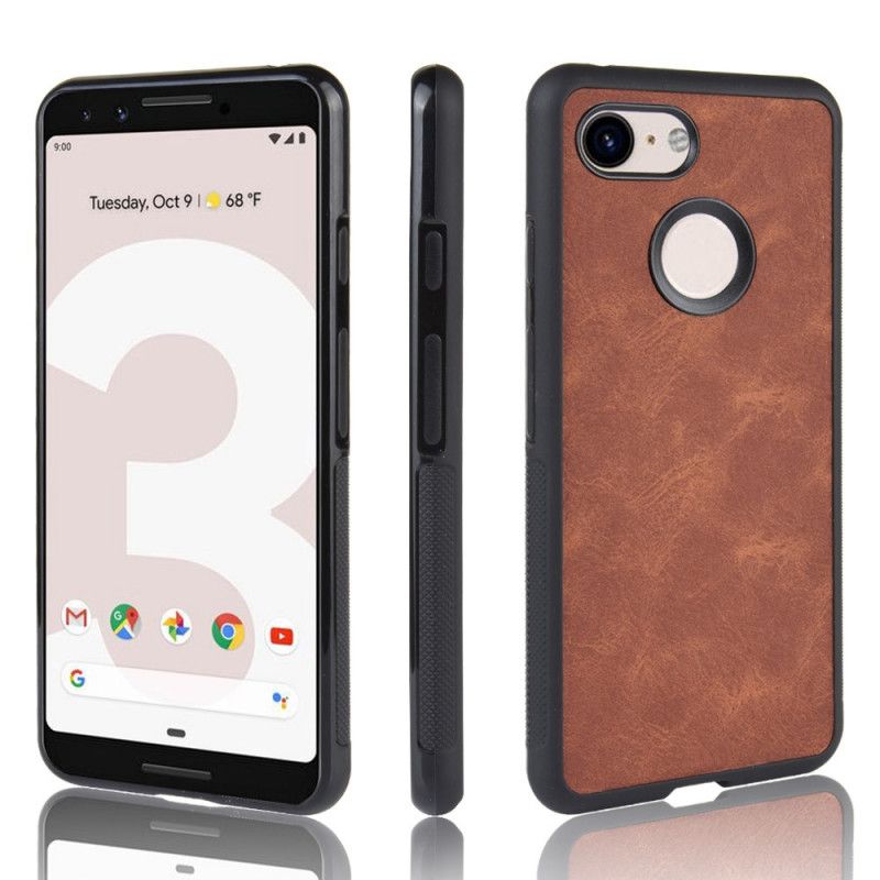 Hoesje voor Google Pixel 3 XL Bruin Grijs Luxe Leerstijl