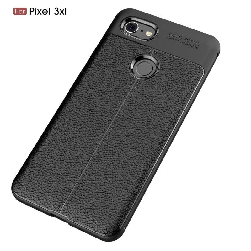 Hoesje voor Google Pixel 3 XL Grijs Zwart Dubbellijns Lychee Leereffect