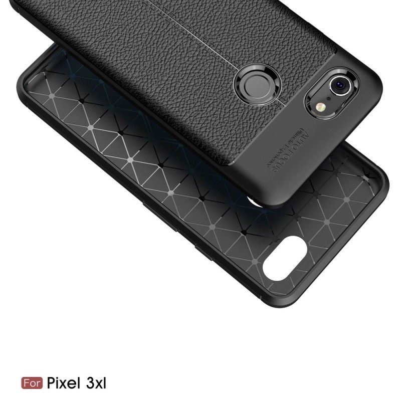 Hoesje voor Google Pixel 3 XL Grijs Zwart Dubbellijns Lychee Leereffect