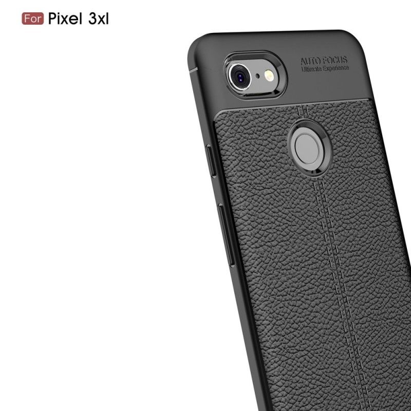 Hoesje voor Google Pixel 3 XL Grijs Zwart Dubbellijns Lychee Leereffect