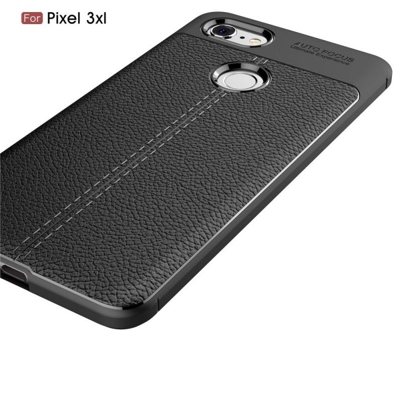 Hoesje voor Google Pixel 3 XL Grijs Zwart Dubbellijns Lychee Leereffect