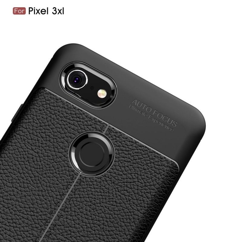 Hoesje voor Google Pixel 3 XL Grijs Zwart Dubbellijns Lychee Leereffect