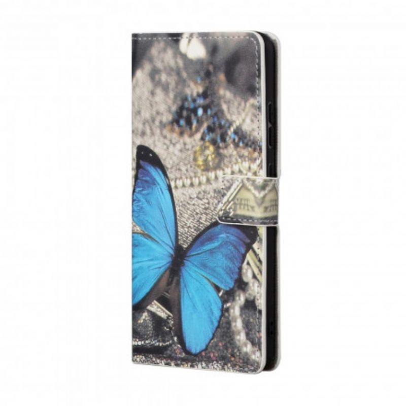 Bescherming Hoesje Xiaomi Redmi 10 Blauwe Vlinder Met Bandjes