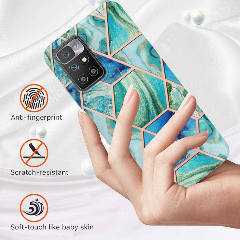 Case Hoesje Xiaomi Redmi 10 Telefoonhoesje Marmer Met Intense Geometrie