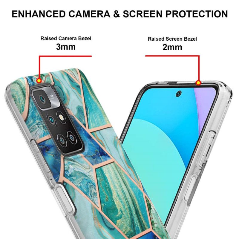 Case Hoesje Xiaomi Redmi 10 Telefoonhoesje Marmer Met Intense Geometrie