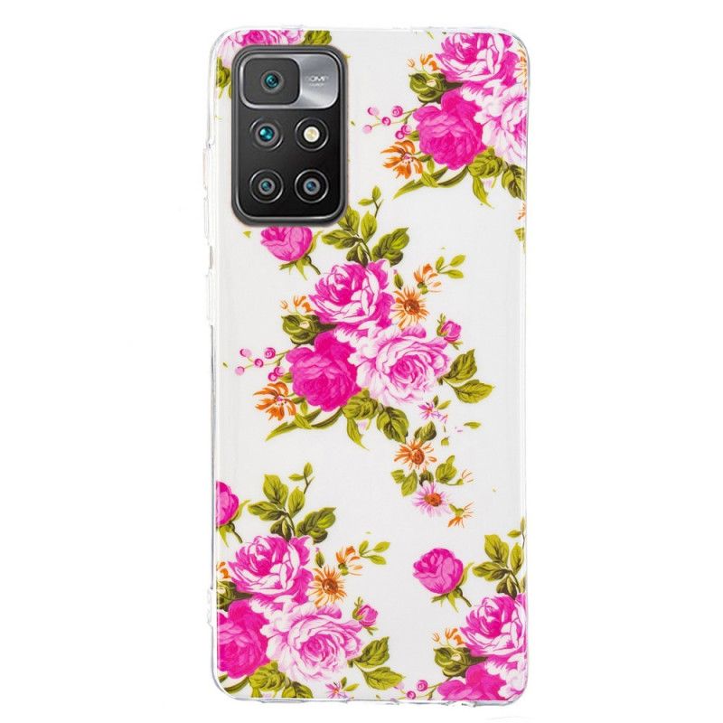Cover Hoesje Xiaomi Redmi 10 Telefoonhoesje Fluorescerende Liberty-bloemen