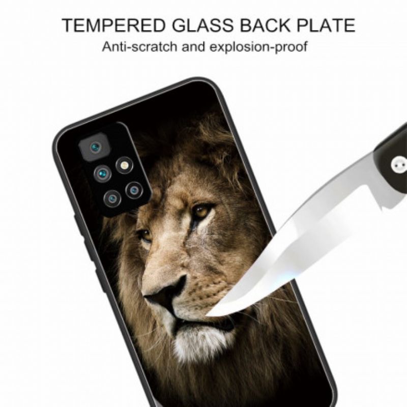 Cover Hoesje Xiaomi Redmi 10 Telefoonhoesje Leeuwenkop Van Gehard Glas
