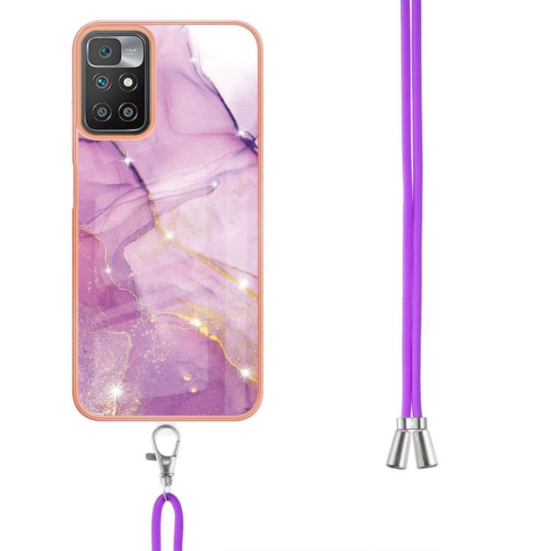 Cover Hoesje Xiaomi Redmi 10 Telefoonhoesje Marmerontwerp Met Snoer