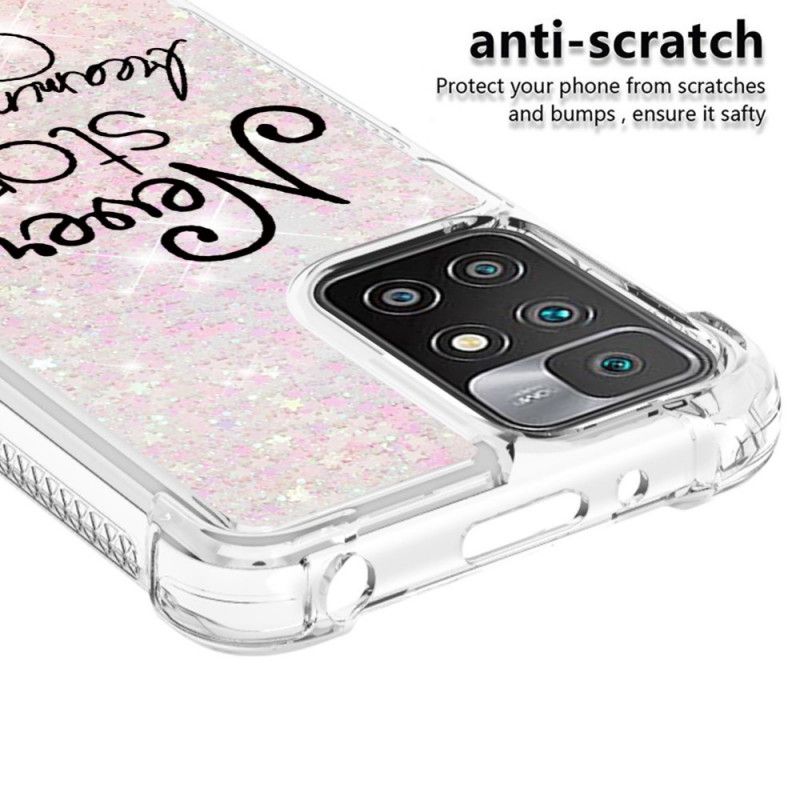 Cover Hoesje Xiaomi Redmi 10 Telefoonhoesje Stop Nooit Met Dromen Glitter