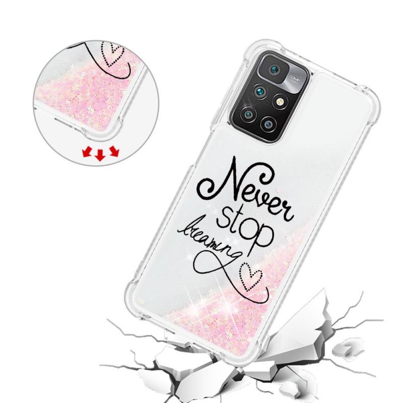 Cover Hoesje Xiaomi Redmi 10 Telefoonhoesje Stop Nooit Met Dromen Glitter