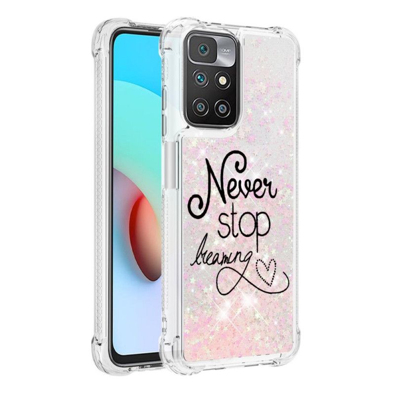 Cover Hoesje Xiaomi Redmi 10 Telefoonhoesje Stop Nooit Met Dromen Glitter