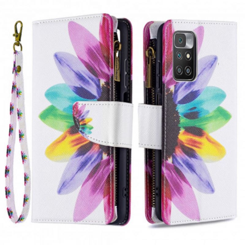 Flip Case Leren Xiaomi Redmi 10 Bloemzak Met Rits