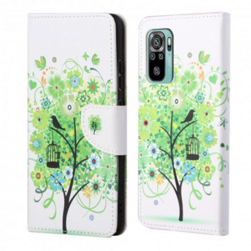 Flip Case Leren Xiaomi Redmi 10 Groene Boom