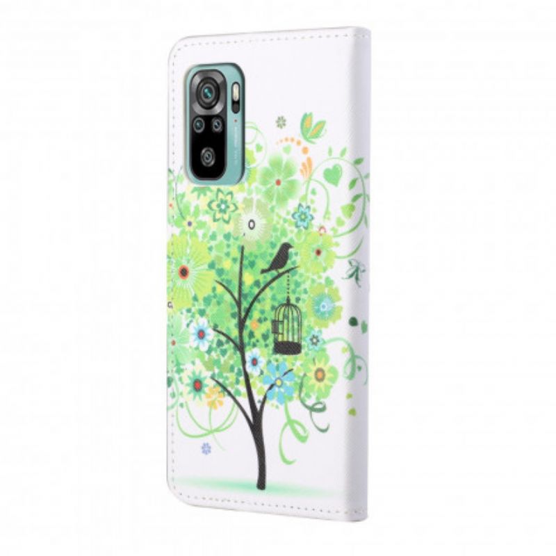Flip Case Leren Xiaomi Redmi 10 Groene Boom