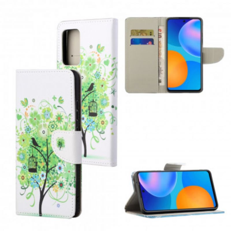 Flip Case Leren Xiaomi Redmi 10 Groene Boom