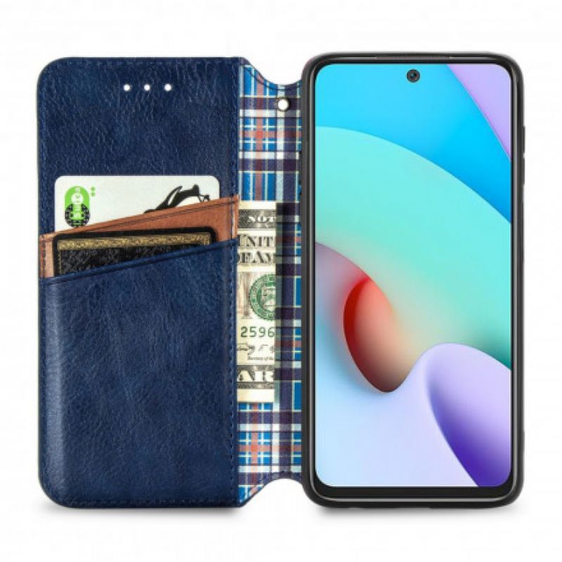Folio-hoesje Xiaomi Redmi 10 Ledereffect Diamanttextuur