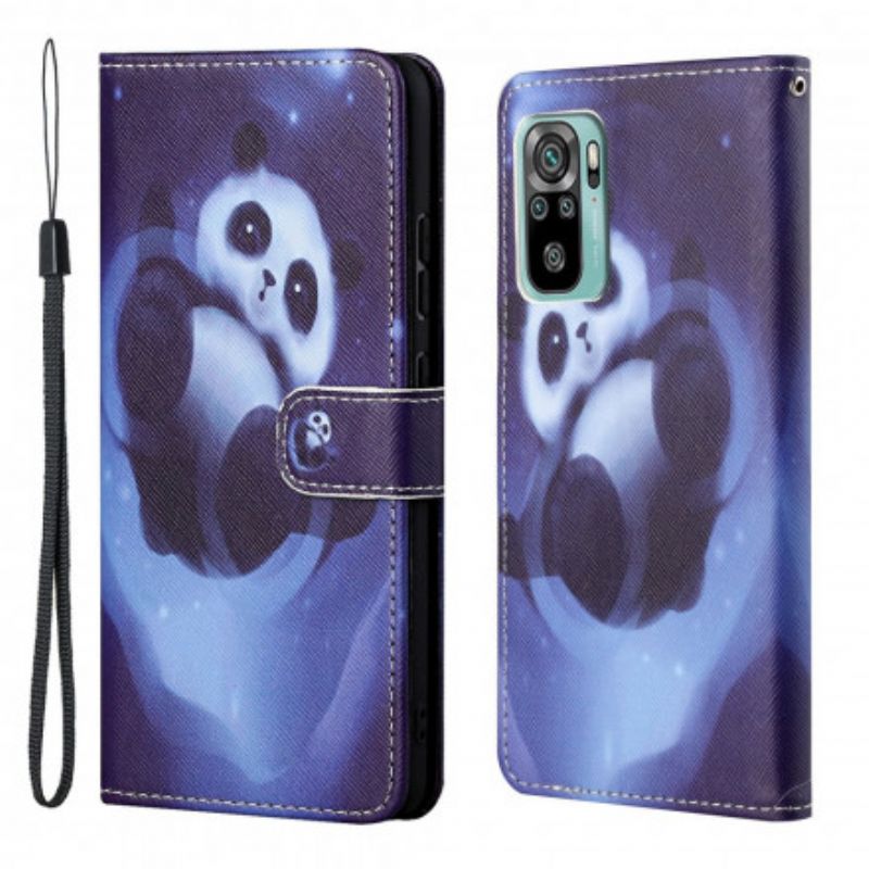 Folio-hoesje Xiaomi Redmi 10 Telefoonhoesje Panda Space Strappy