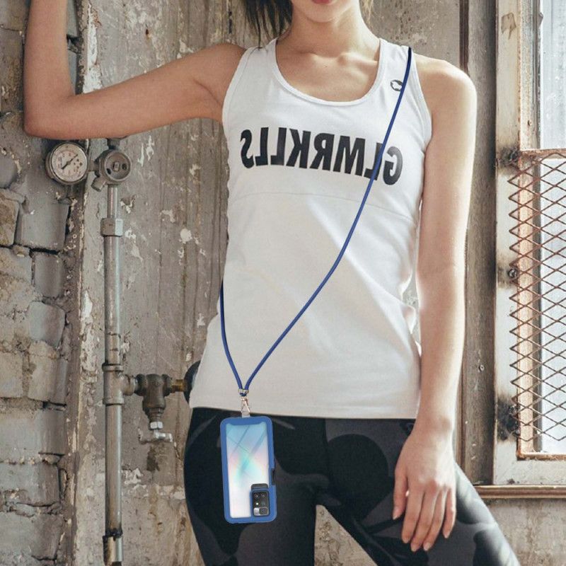 Hoesje Xiaomi Redmi 10 Hybride Met Koord En Gekleurde Omtrek