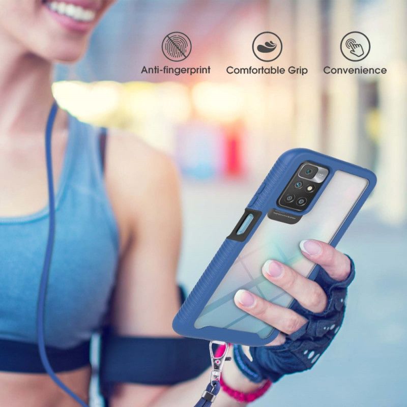 Hoesje Xiaomi Redmi 10 Hybride Met Koord En Gekleurde Omtrek