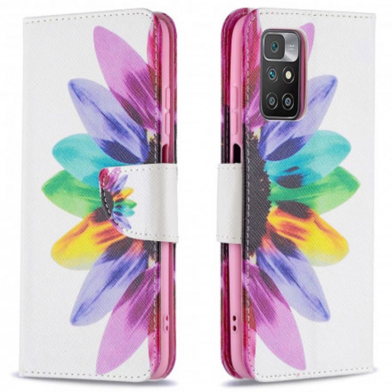 Leren Hoesje Voor Xiaomi Redmi 10 Bloem Aquarel