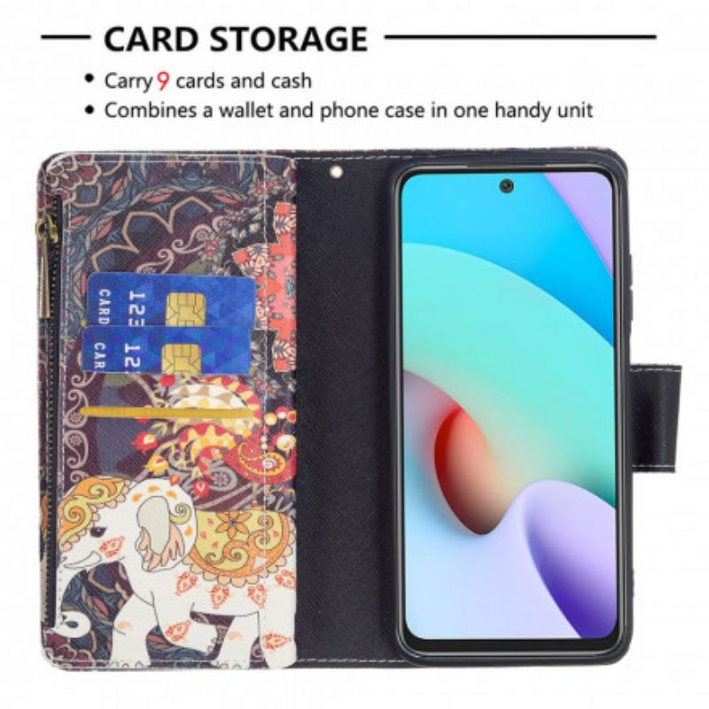 Leren Hoesje Voor Xiaomi Redmi 10 Olifant Zak Met Rits