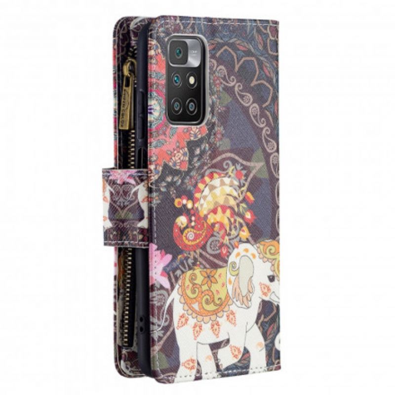 Leren Hoesje Voor Xiaomi Redmi 10 Olifant Zak Met Rits