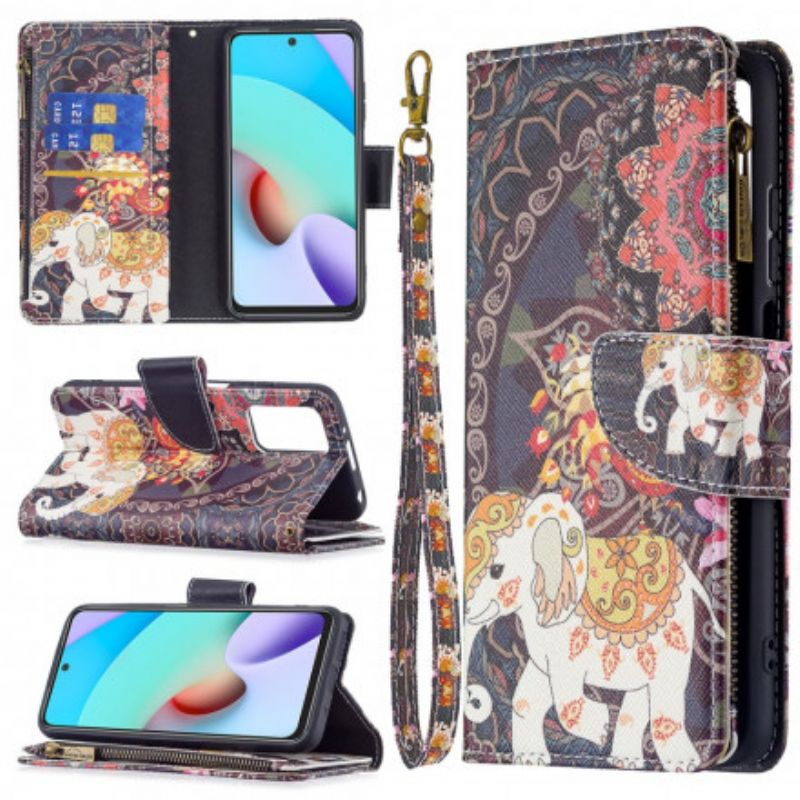 Leren Hoesje Voor Xiaomi Redmi 10 Olifant Zak Met Rits