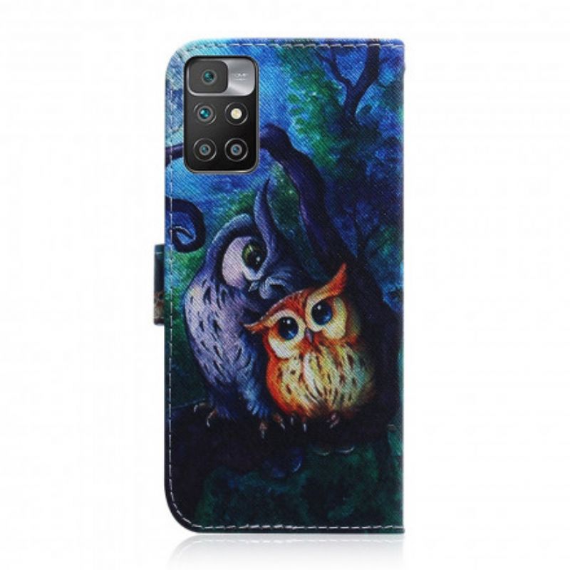 Leren Hoesje Voor Xiaomi Redmi 10 Schilderij Van Uilen
