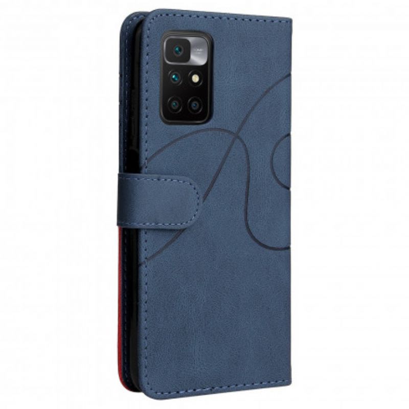 Leren Hoesje Voor Xiaomi Redmi 10 Signature Tweekleurig Kunstleer