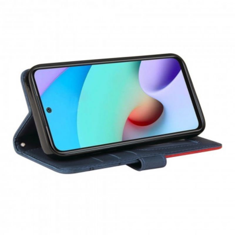 Leren Hoesje Voor Xiaomi Redmi 10 Signature Tweekleurig Kunstleer