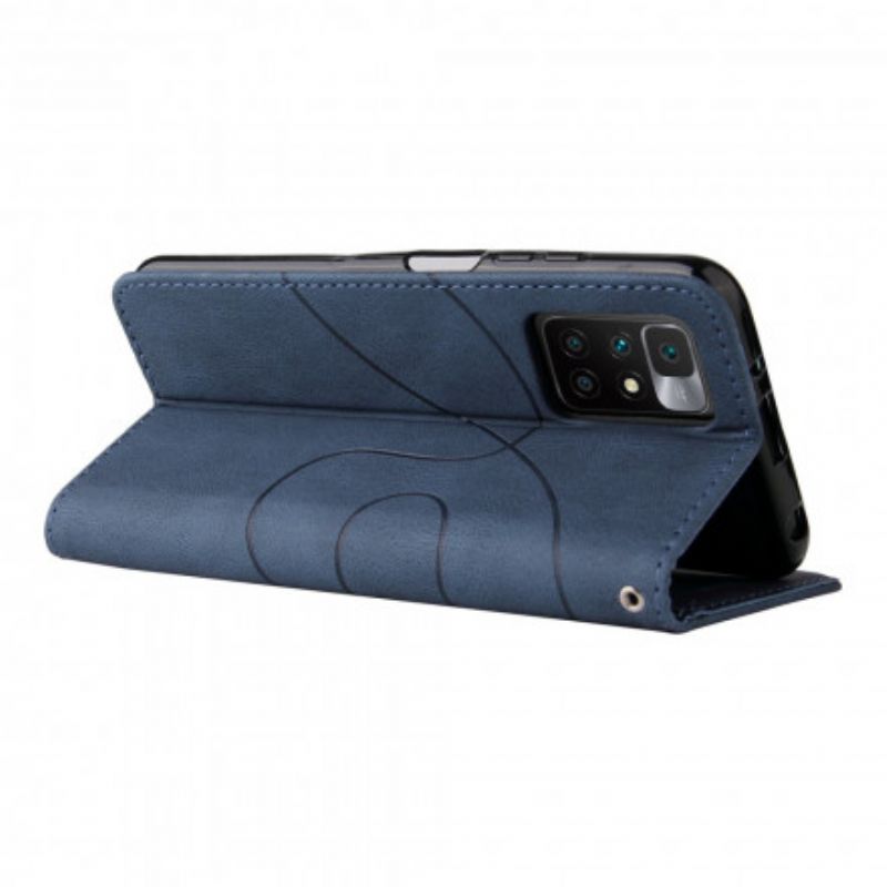 Leren Hoesje Voor Xiaomi Redmi 10 Signature Tweekleurig Kunstleer