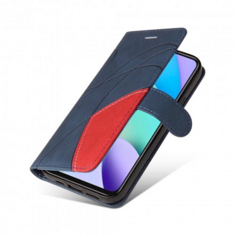 Leren Hoesje Voor Xiaomi Redmi 10 Signature Tweekleurig Kunstleer