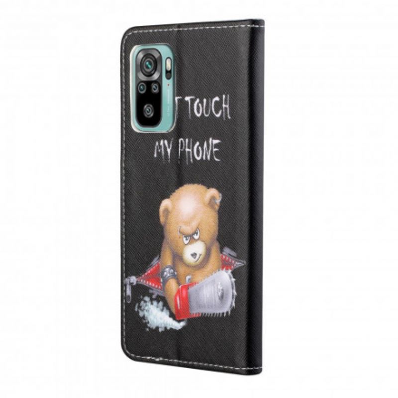Leren Hoesje Xiaomi Redmi 10 Gevaarlijke Beer Bescherming Hoesje