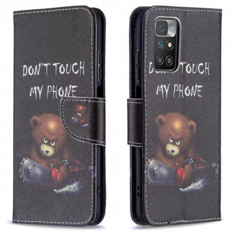 Leren Hoesje Xiaomi Redmi 10 Gevaarlijke Beer Bescherming Hoesje