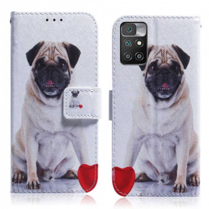 Leren Hoesje Xiaomi Redmi 10 Mopshond Bescherming Hoesje