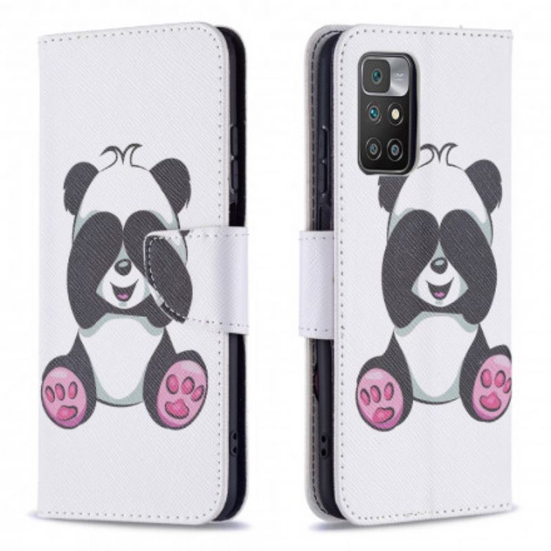 Leren Hoesje Xiaomi Redmi 10 Panda Fun Bescherming Hoesje