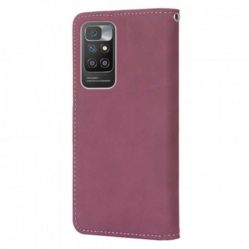 Leren Hoesje Xiaomi Redmi 10 Retro Kunstleer En Stiksels Bescherming Hoesje