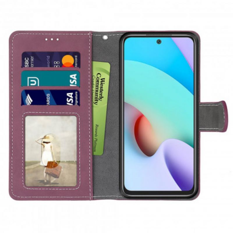 Leren Hoesje Xiaomi Redmi 10 Retro Kunstleer En Stiksels Bescherming Hoesje