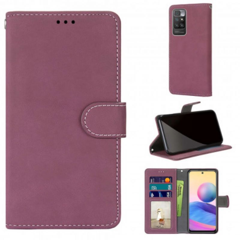 Leren Hoesje Xiaomi Redmi 10 Retro Kunstleer En Stiksels Bescherming Hoesje