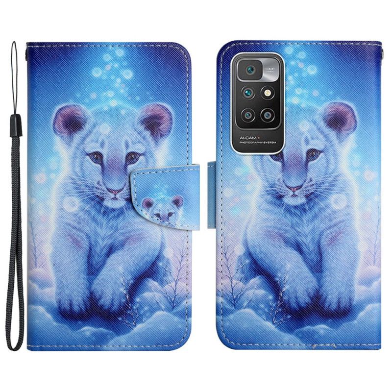 Leren Hoesje Xiaomi Redmi 10 Sneeuwtijger Bescherming Hoesje