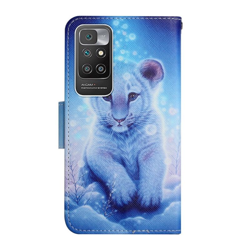 Leren Hoesje Xiaomi Redmi 10 Sneeuwtijger Bescherming Hoesje