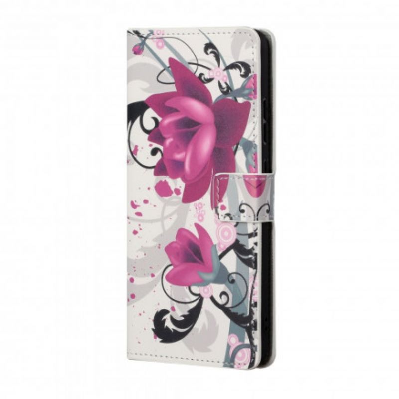 Leren Hoesje Xiaomi Redmi 10 Tropische Bloemen Bescherming Hoesje