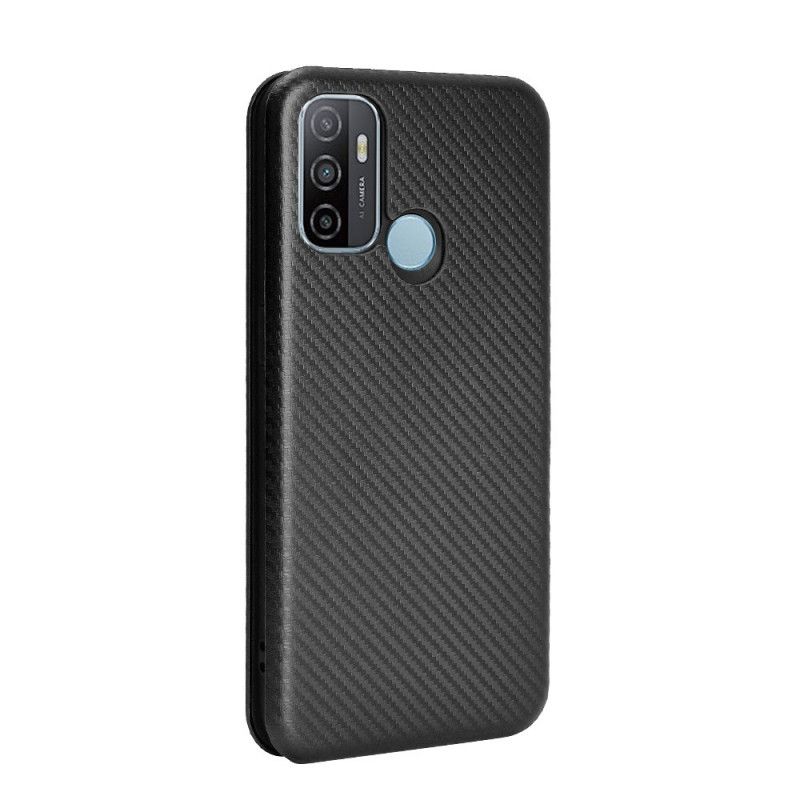 Folio-hoesje Oppo A53s Groen Zwart Gekleurde Koolstofvezel Siliconen